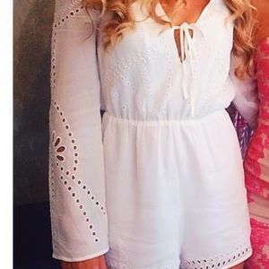 Used - H&M white eyelet romper - size 4